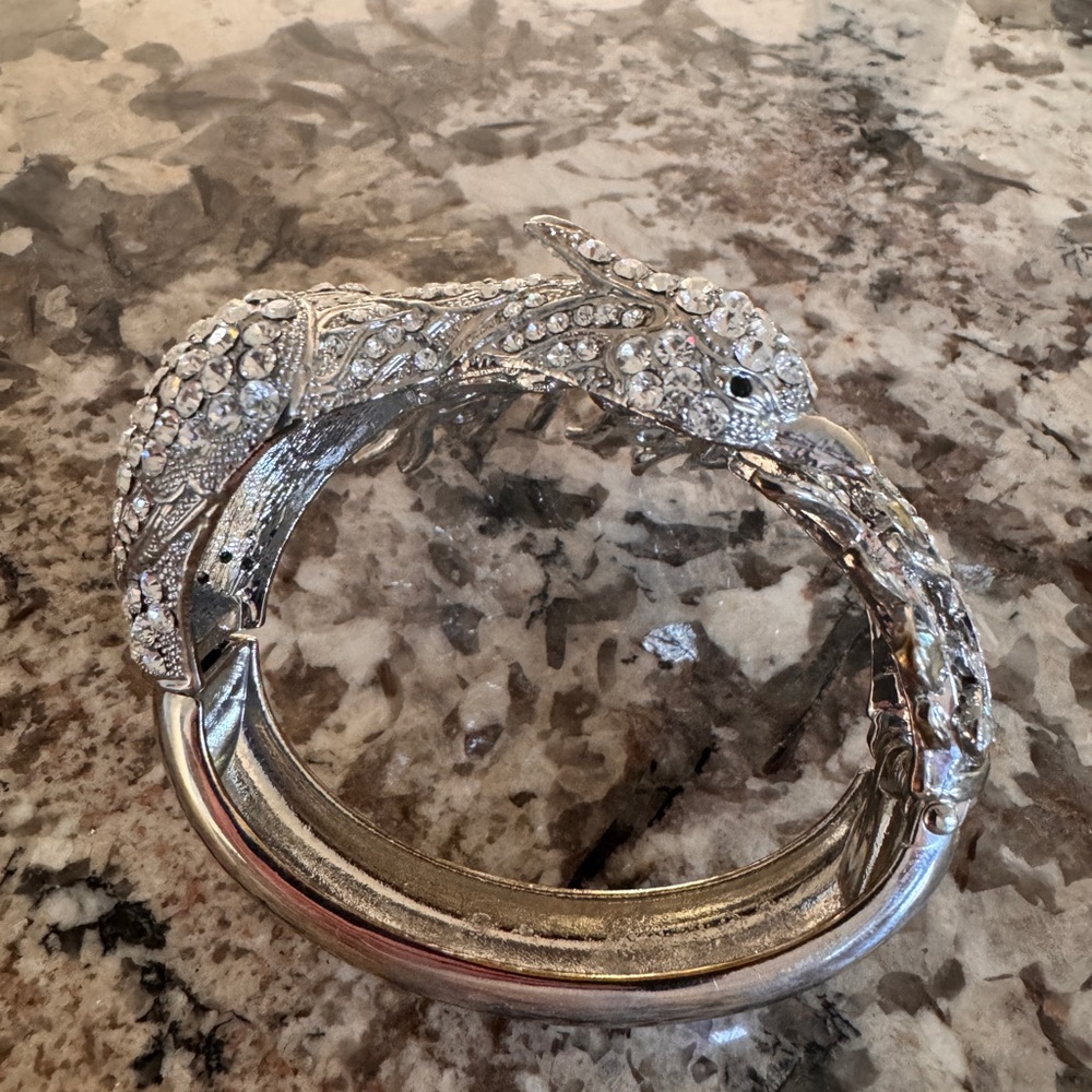 Silver And Yellow Gemstone Statement Bracelet/Cuff - image 2